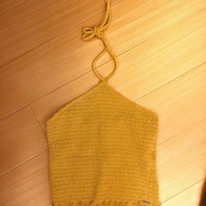 Hollister halter cropped top yellow